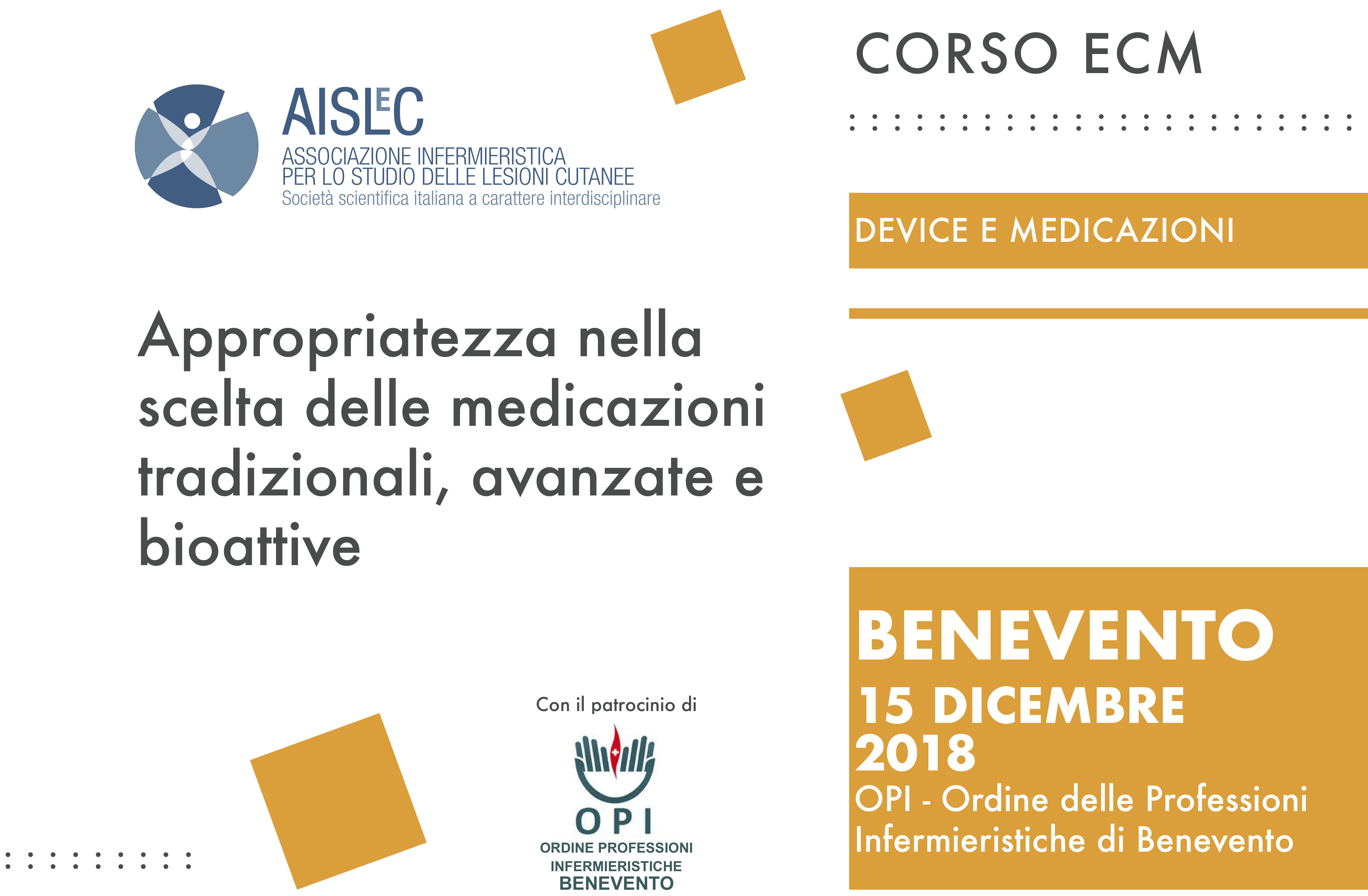 Corso ECM - Appropriatezza nella scelta delle medicazioni tradizionali, avanzate e bioattive