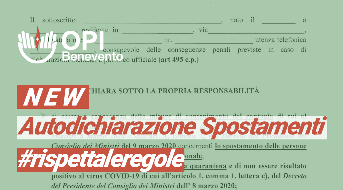 NEW – Modulo autodichiarazione per gli spostamenti – NEW